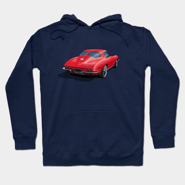 1963 corvette in red Hoodie by candcretro